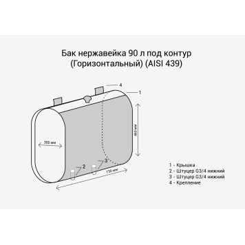 Бак под контур 90л (Горизонталь) (AISI 439)-2
