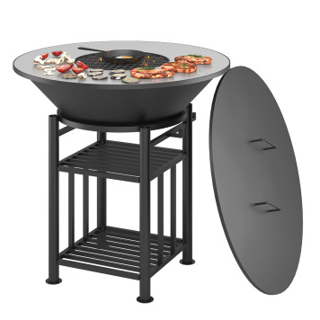 Fantastic Grill Везувий Ø 1000 (чаша+подставка+плита+решетка чугунная'СТЕЙК' Ø 450мм+крышка)