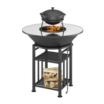 Fantastic Grill Везувий Ø 1000 (чаша+подставка+плита+решетка чугунная'СТЕЙК' Ø 450мм+крышка)-1